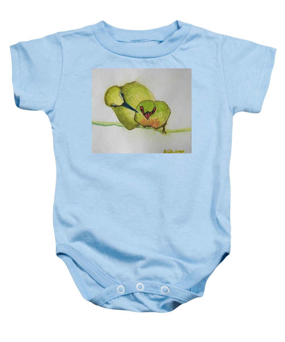 Birds Baby Onesie featuring the painting Are you Alright by Patricia Arroyo
