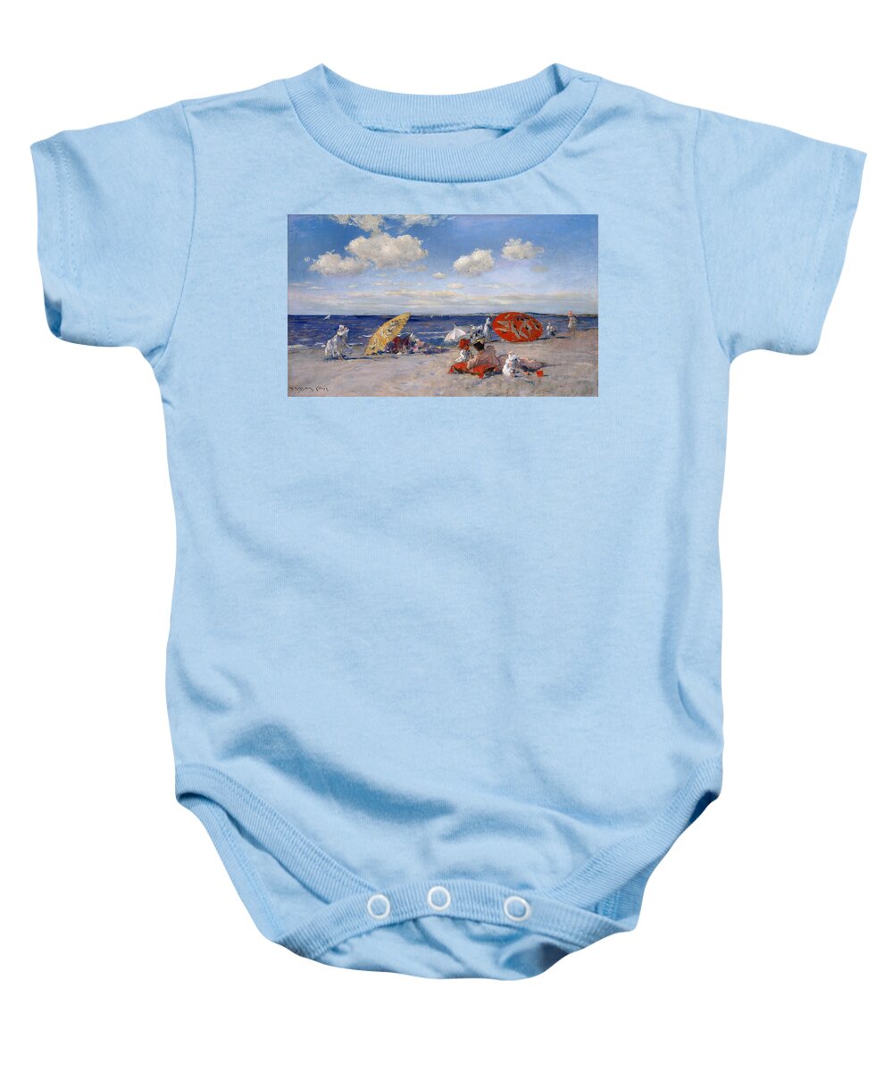 William Merritt Chase Baby Onesie featuring the photograph At the Seaside 1892 by William Merritt Chase