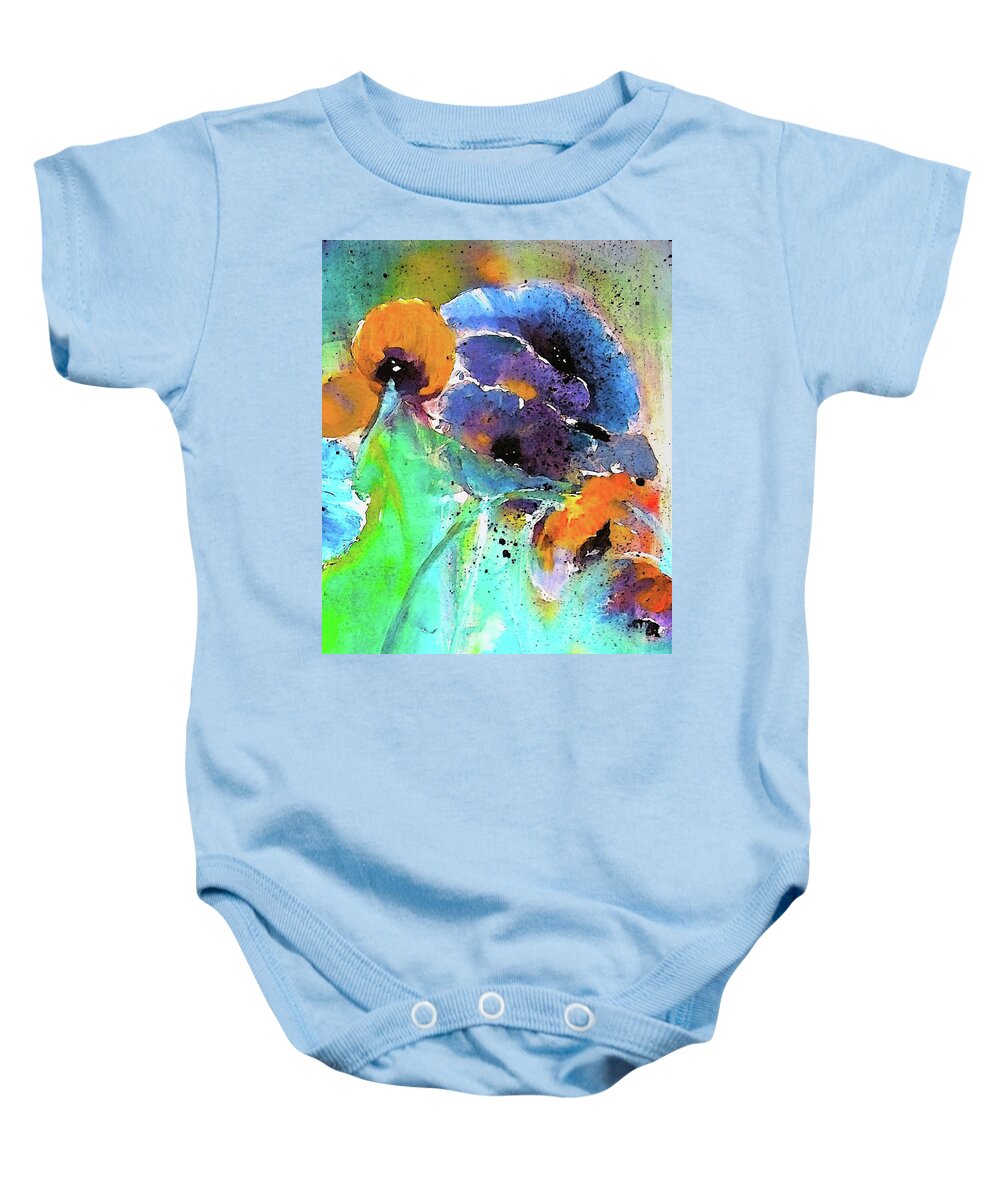 Autumn Baby Onesie featuring the painting Autumn Floral Breeze by Lisa Kaiser