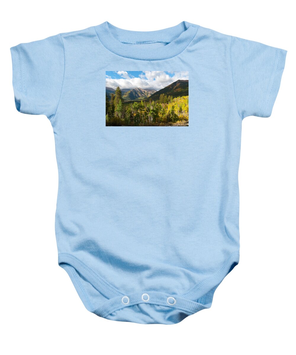 Rockies Baby Onesie featuring the photograph Autumn Morning Shadows in the Rockies by Cascade Colors