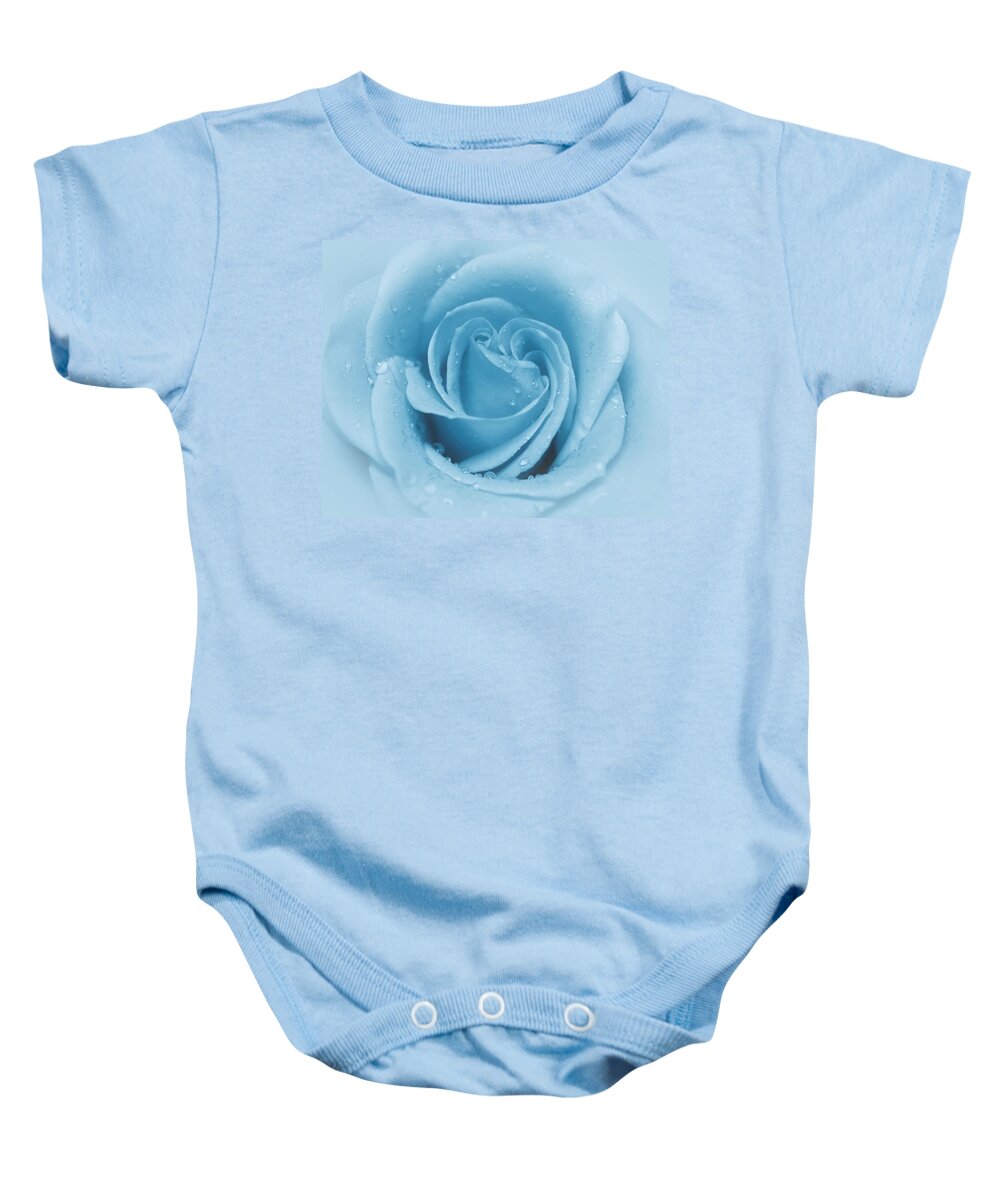 Rose Baby Onesie featuring the photograph Baby Soft - Blue by Angie Tirado