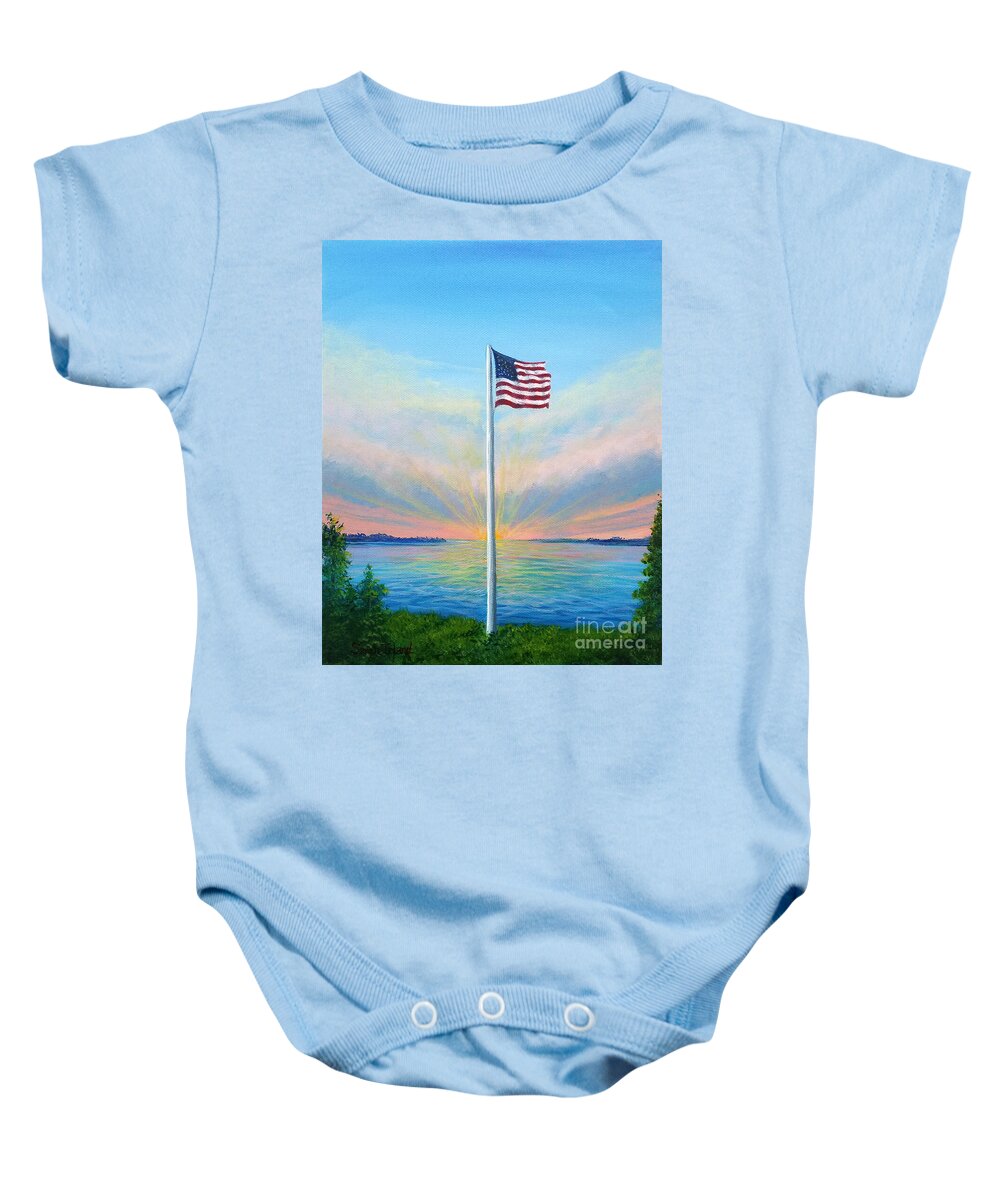 Back Baby Onesie featuring the painting Back in the USA by Sarah Irland