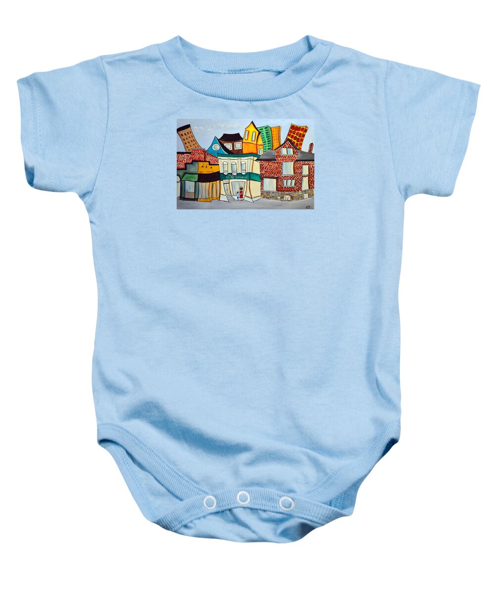 Abstract Baby Onesie featuring the painting Bank Street West by Heather Lovat-Fraser