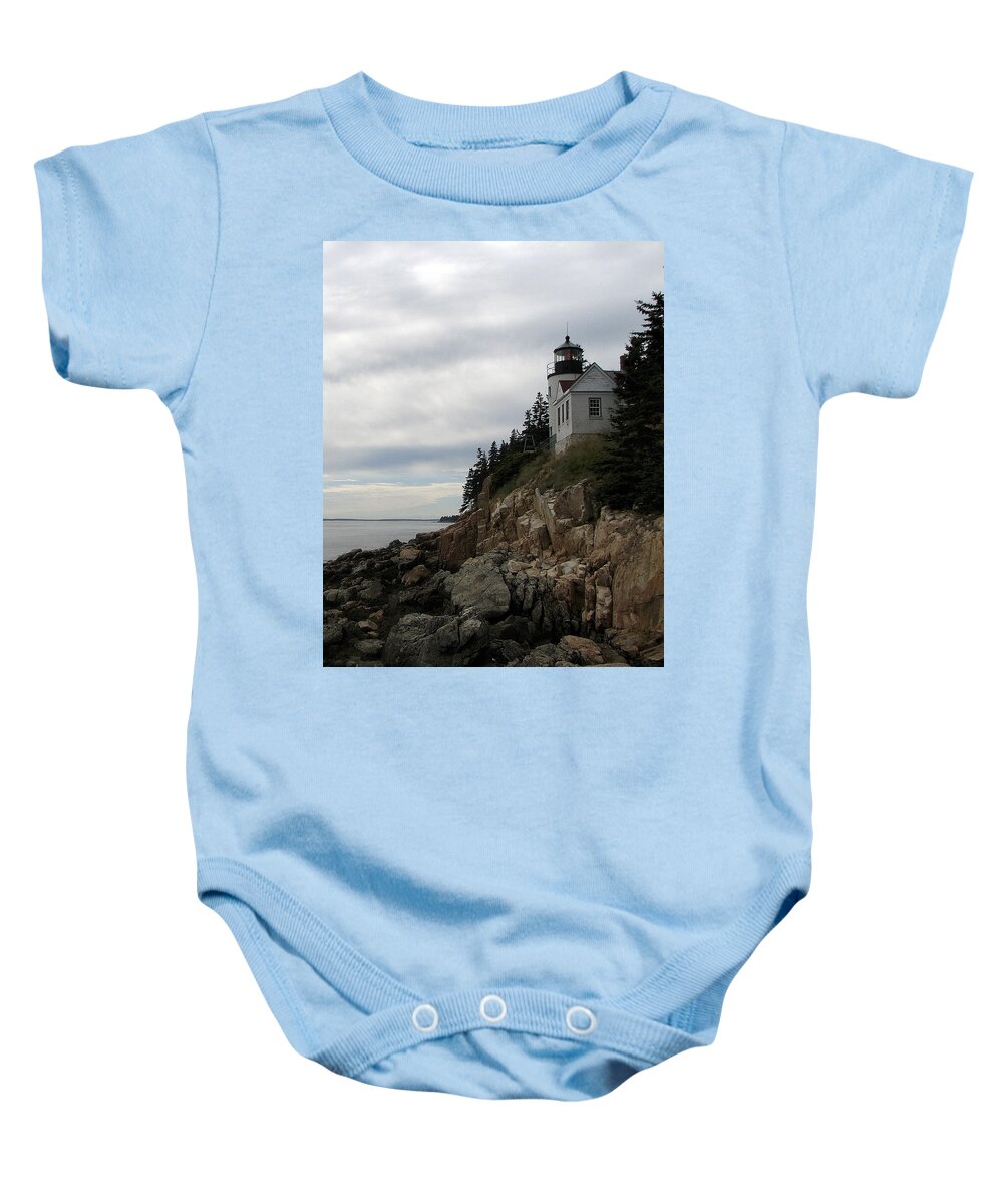 Lighthouse Baby Onesie featuring the photograph Bass Harbor Lighthouse 2 by George Jones