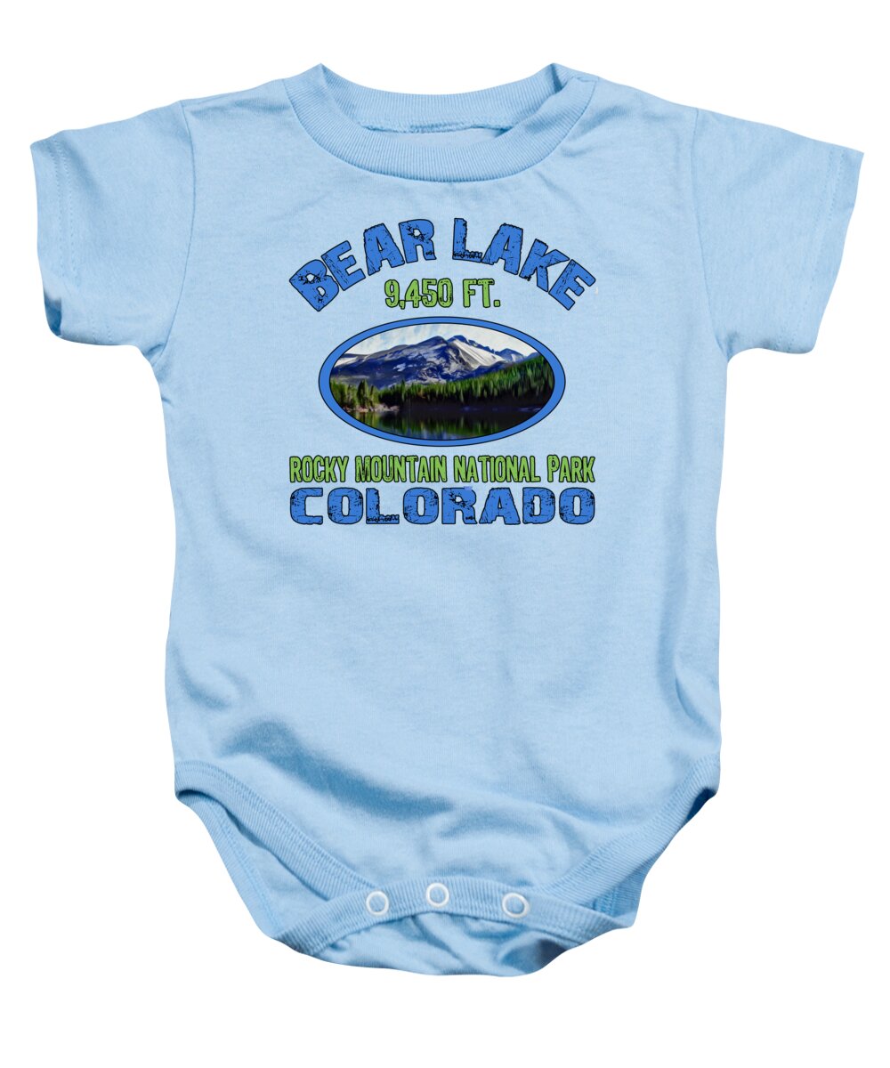 Bear Lake Baby Onesie featuring the digital art Bear Lake Rocky Mountain National Park Colorado by David G Paul