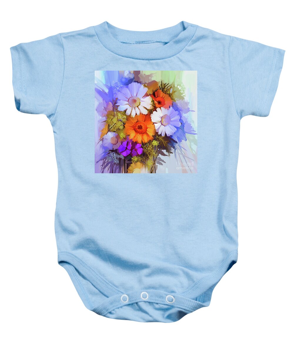 Flowers Baby Onesie featuring the painting Beautiful Blooms by Gull G