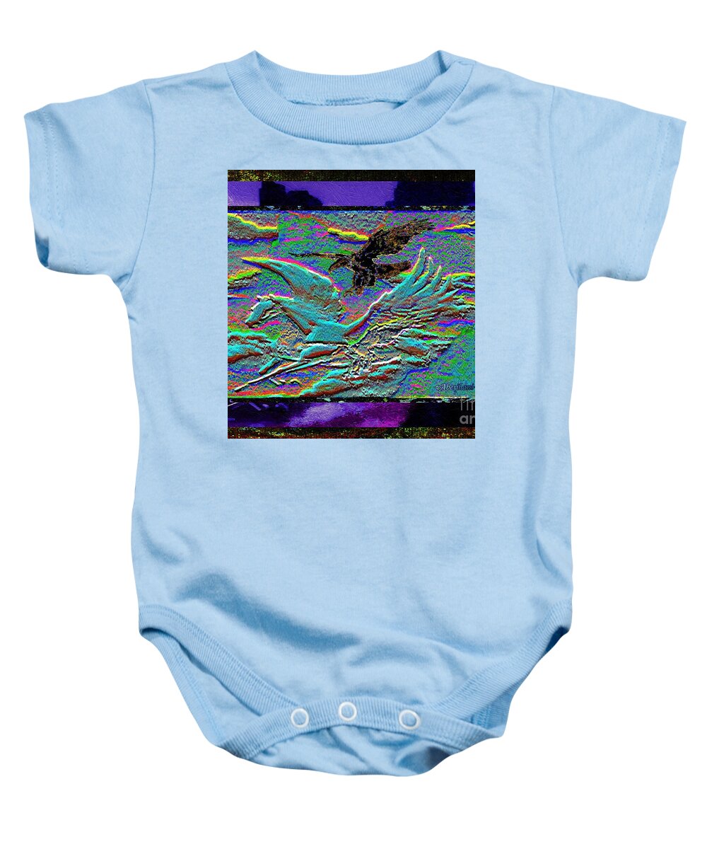 Chromatic Poetics Baby Onesie featuring the mixed media Beautiful Flight of Pegasus and the Eagles 2018 by Aberjhani