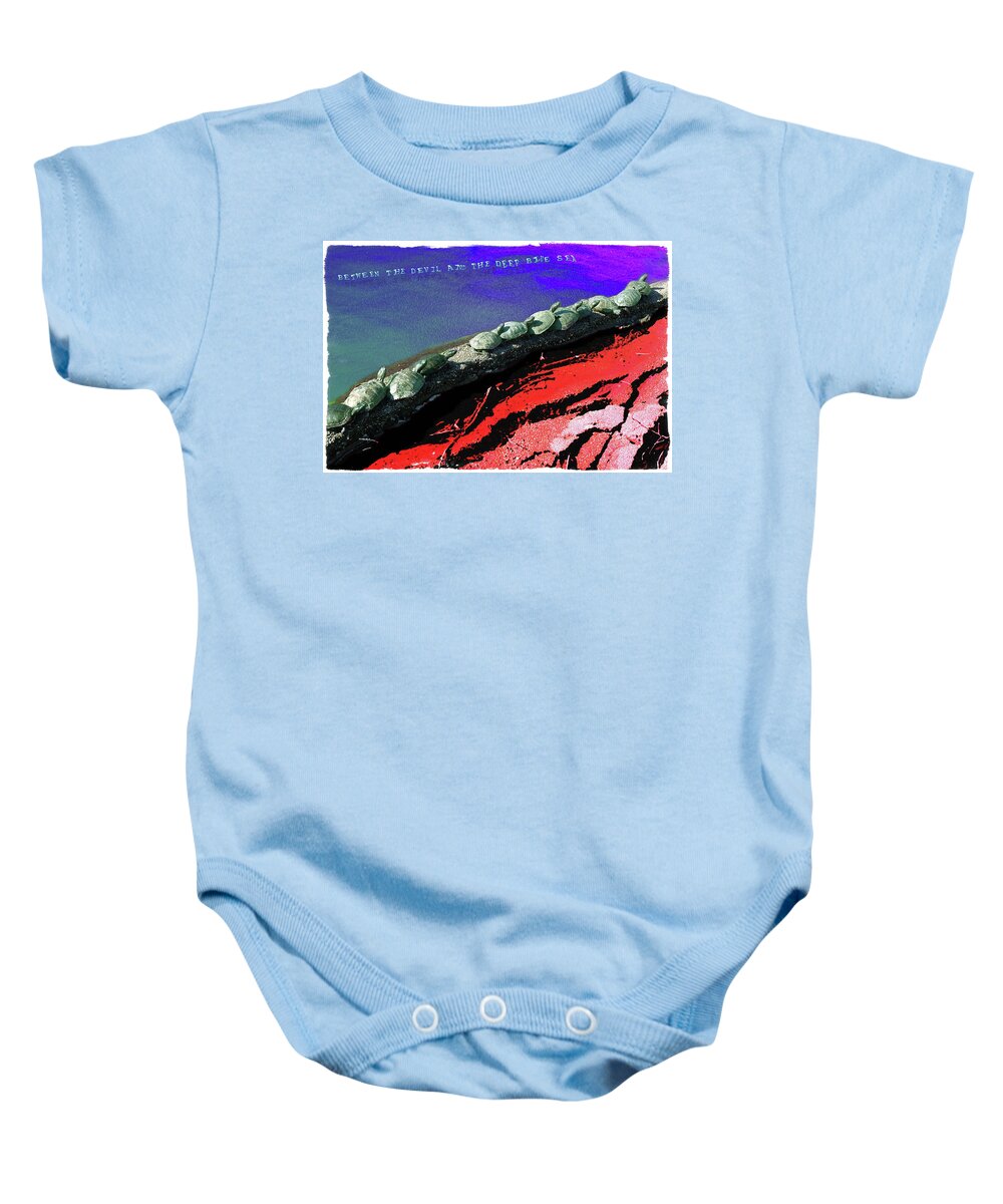 Turtles Baby Onesie featuring the digital art Between the Devil and the Deep Blue Sea by D Patrick Miller
