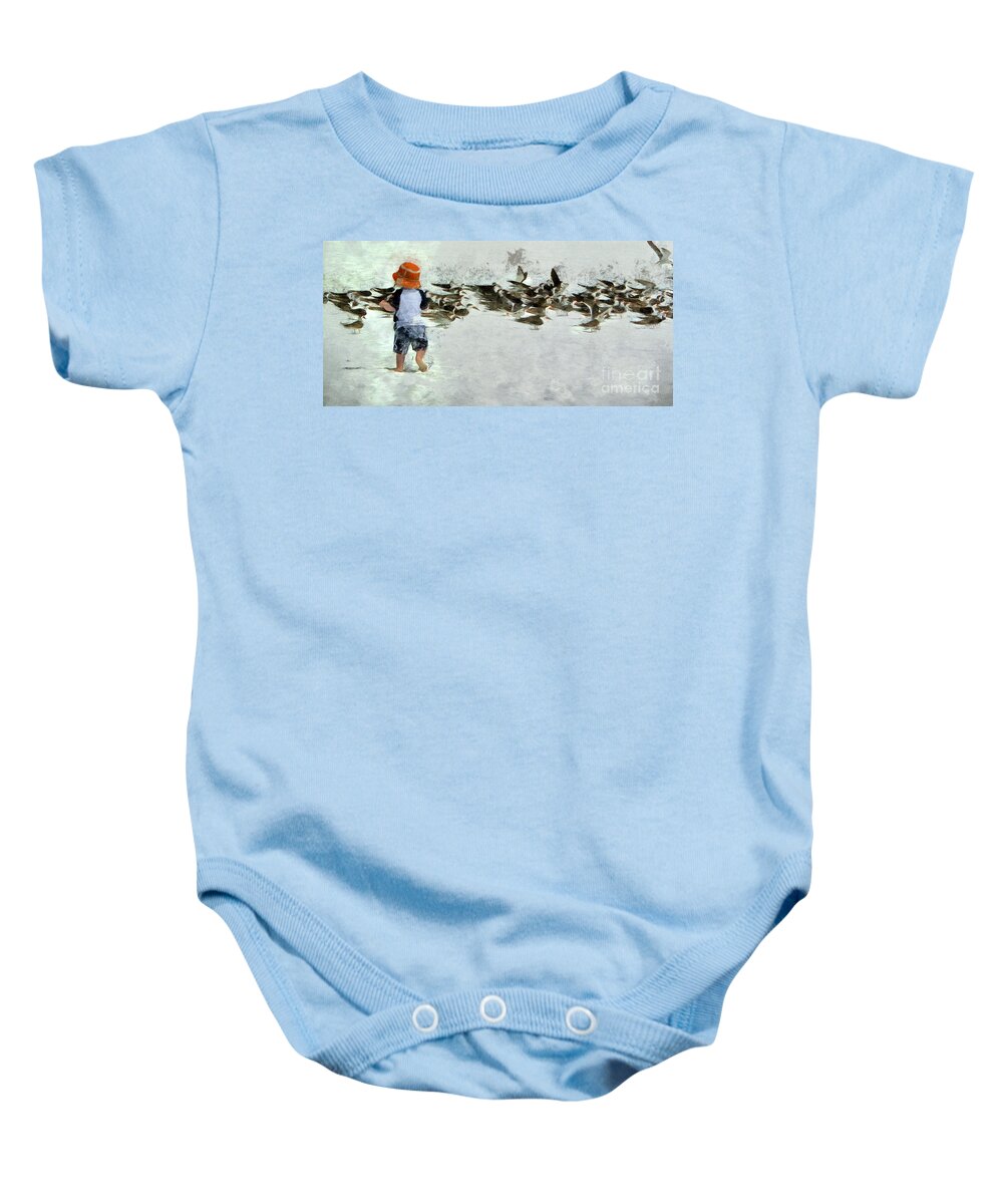Terns Baby Onesie featuring the photograph Bird Play by Claire Bull