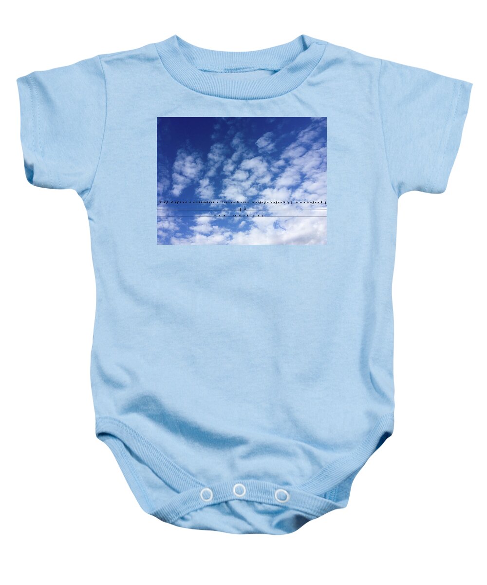 Birds Baby Onesie featuring the photograph Birds On Wire by Al Hurley