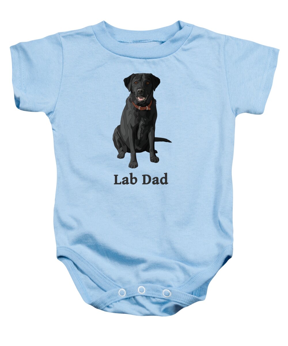 Dogs Baby Onesie featuring the digital art Black Labrador Retriever Lab Dad by Crista Forest