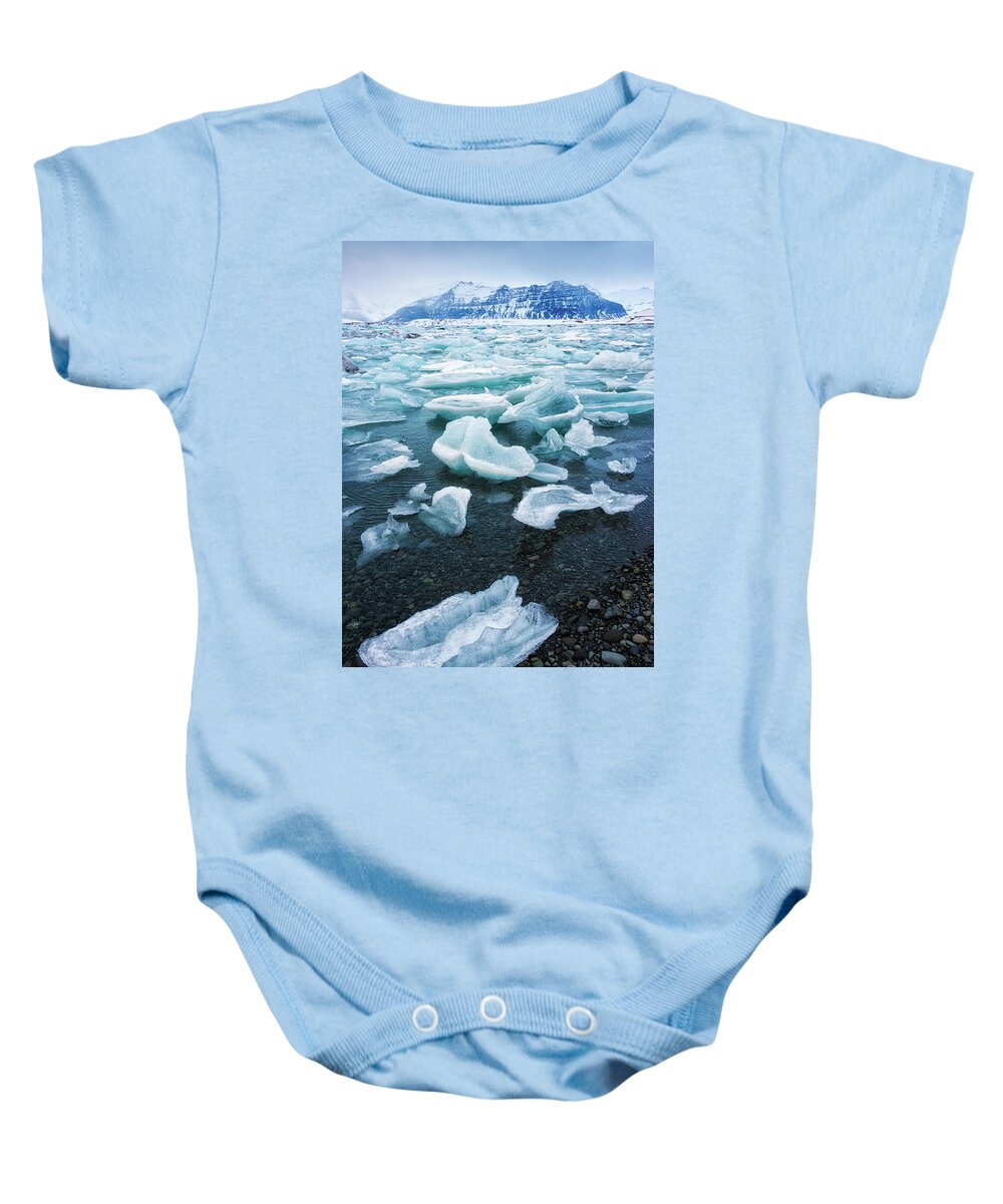 Jokulsarlon Baby Onesie featuring the photograph Blue and turquoise ice Jokulsarlon Glacier Lagoon Iceland by Matthias Hauser