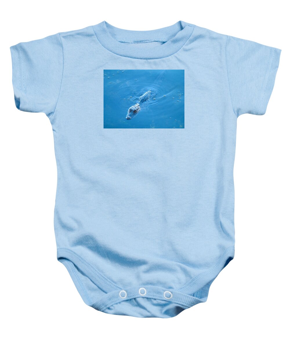 Aquatic Baby Onesie featuring the photograph Blue Gator by Sam Davis Johnson