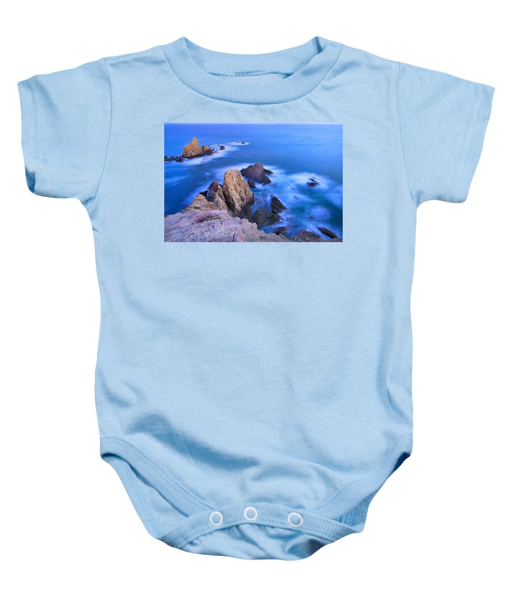 Seascape Baby Onesie featuring the photograph Blue mermaid reef at sunset by Guido Montanes Castillo