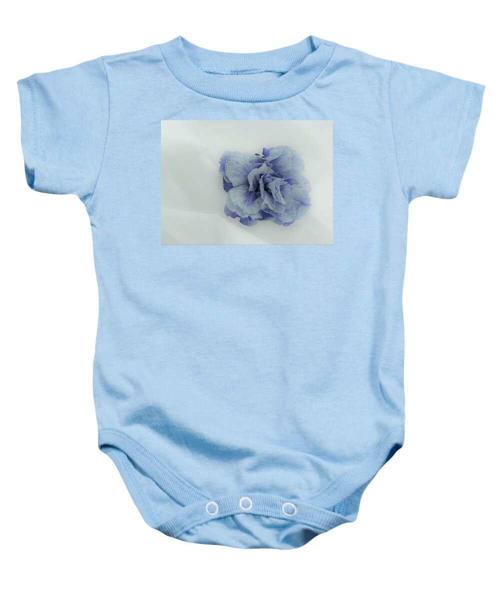  Purple Flower Baby Onesie featuring the photograph Blue On Blue by Lori Lafargue