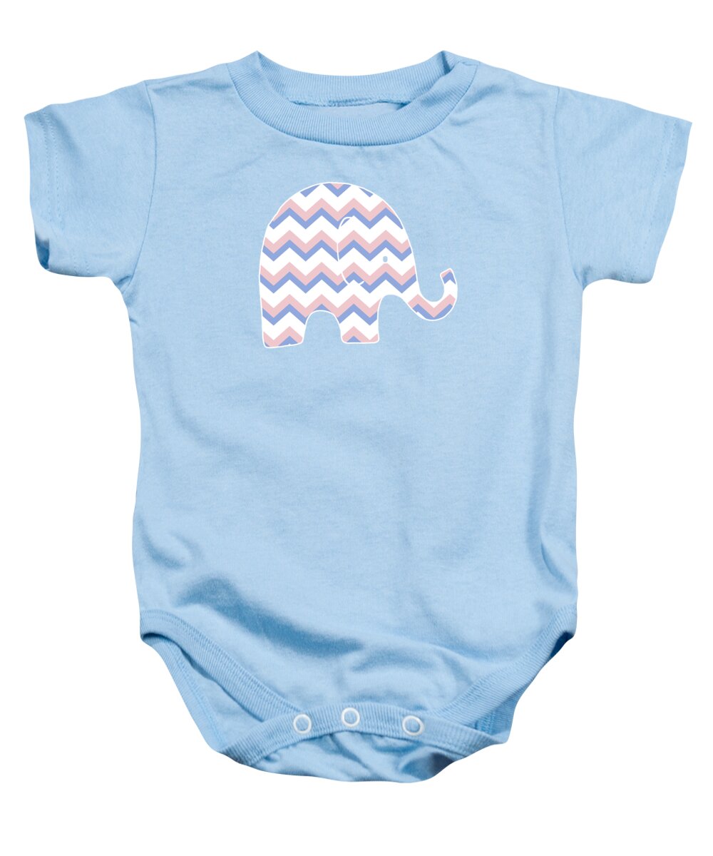 Chevron Baby Onesie featuring the mixed media Blue Pink Chevron Pattern by Christina Rollo