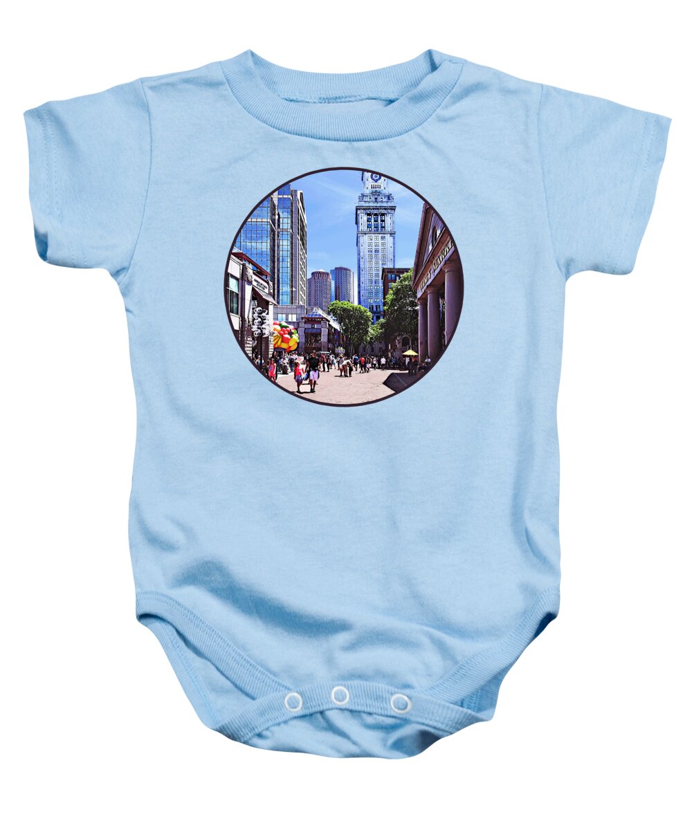 Boston Baby Onesie featuring the photograph Boston MA - Quincy Market by Susan Savad