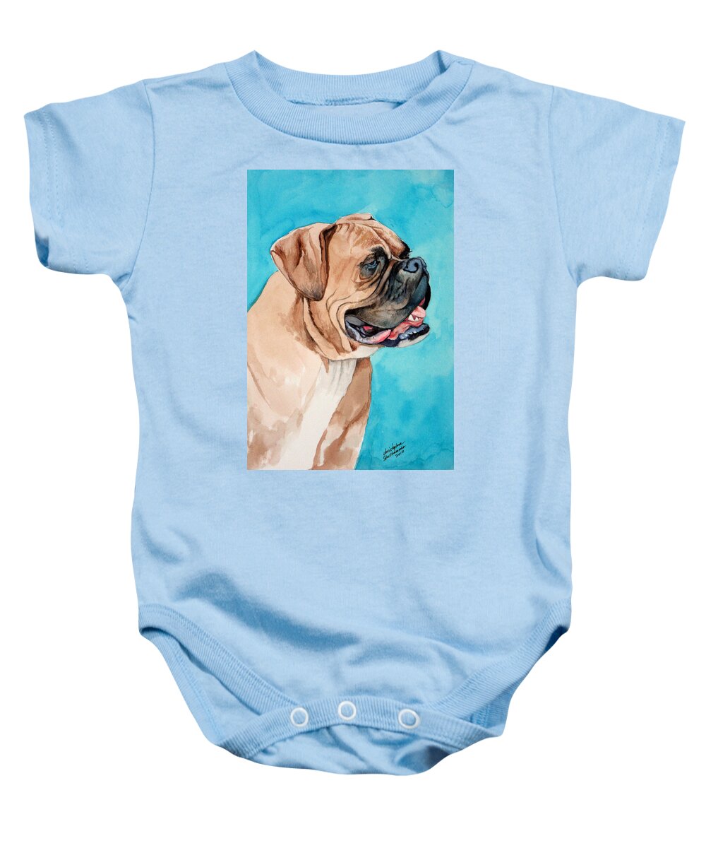 Boxer Baby Onesie featuring the painting Boxer by Christopher Shellhammer
