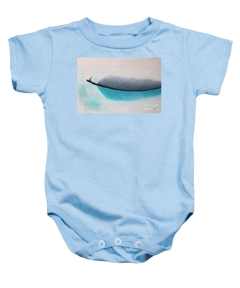 Feather Painting Baby Onesie featuring the painting Breeze by Preethi Mathialagan