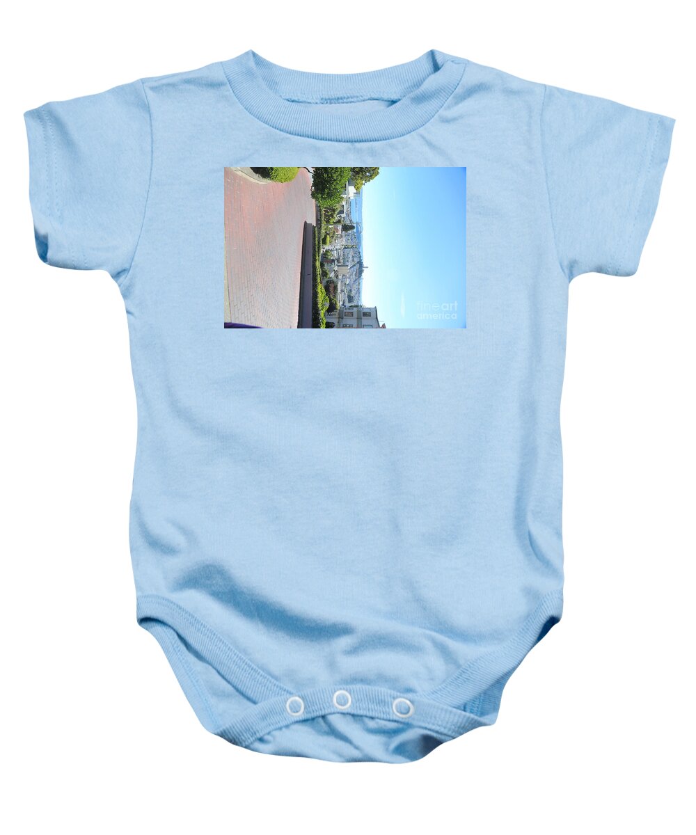 San Francisco Baby Onesie featuring the photograph Brick Lombard Street by Chuck Kuhn
