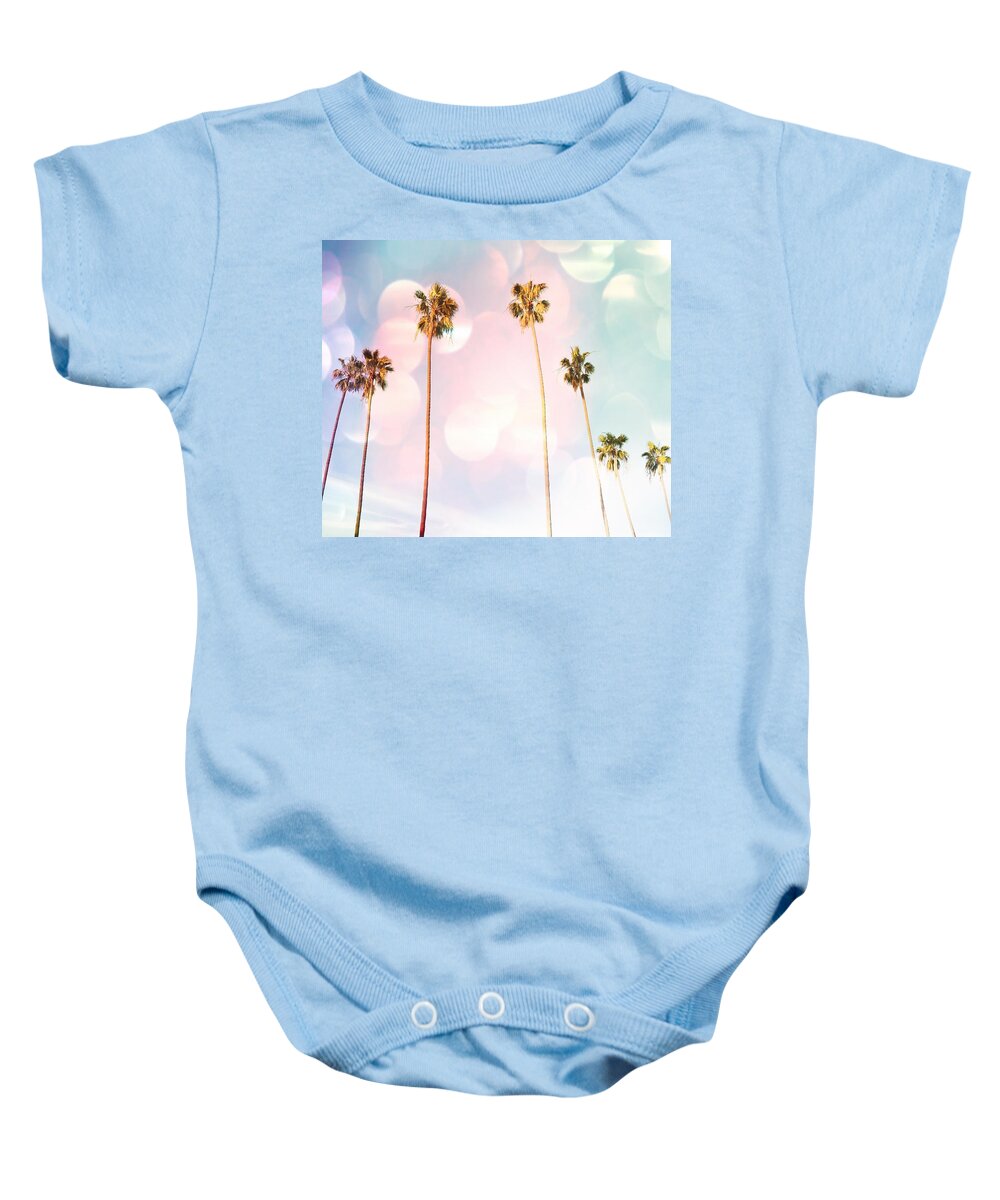 Bubble Gum Palm Trees Baby Onesie featuring the photograph Bubble Gum Palm Trees by Marianna Mills