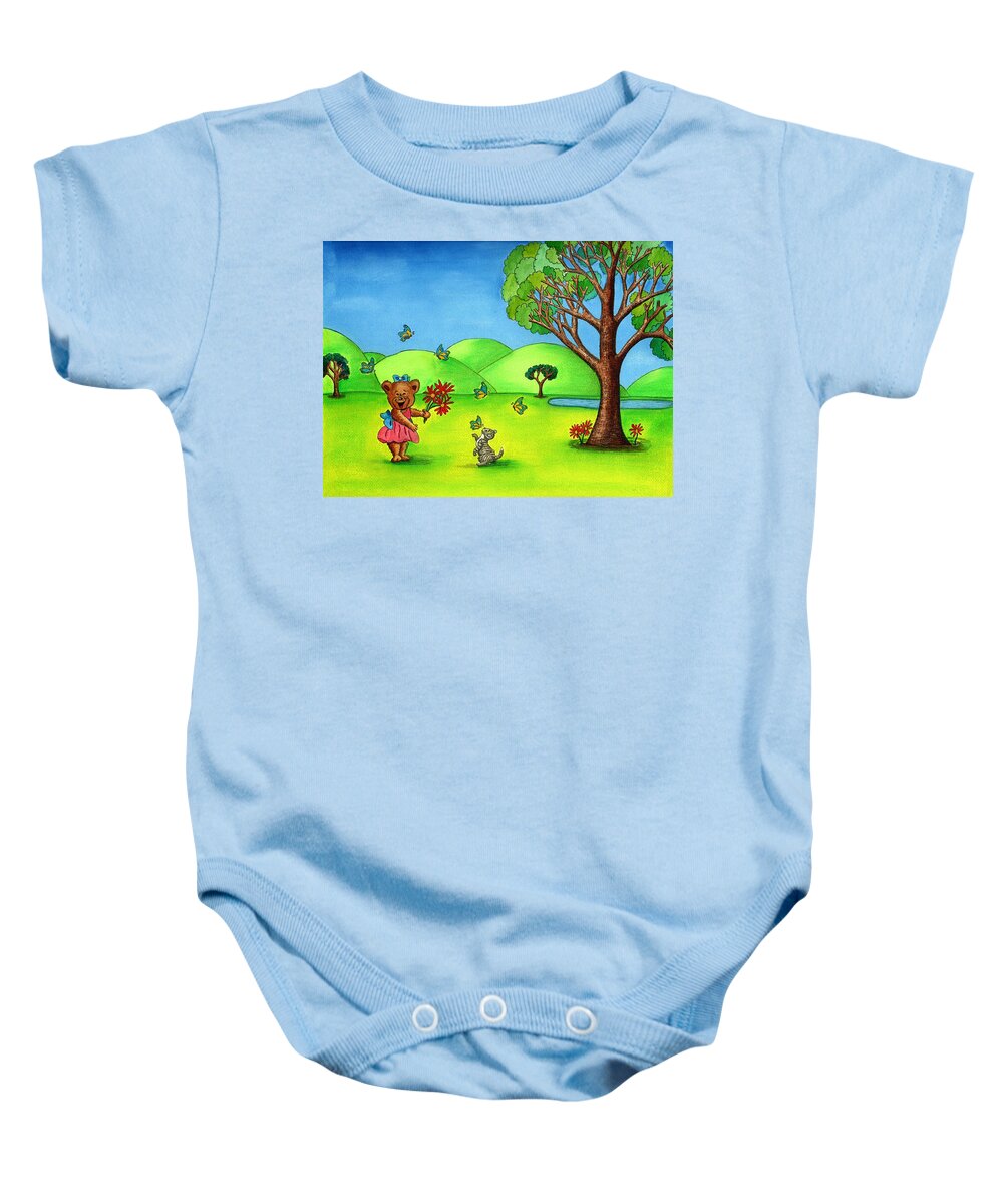 Butterflies Baby Onesie featuring the painting Butterfly Kisses by Christina Wedberg