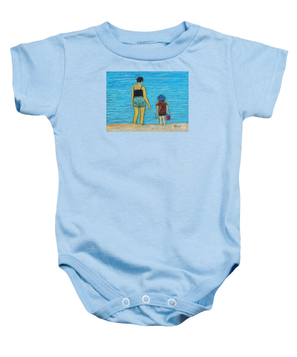 Pastels Baby Onesie featuring the pastel By the Sea by Reb Frost