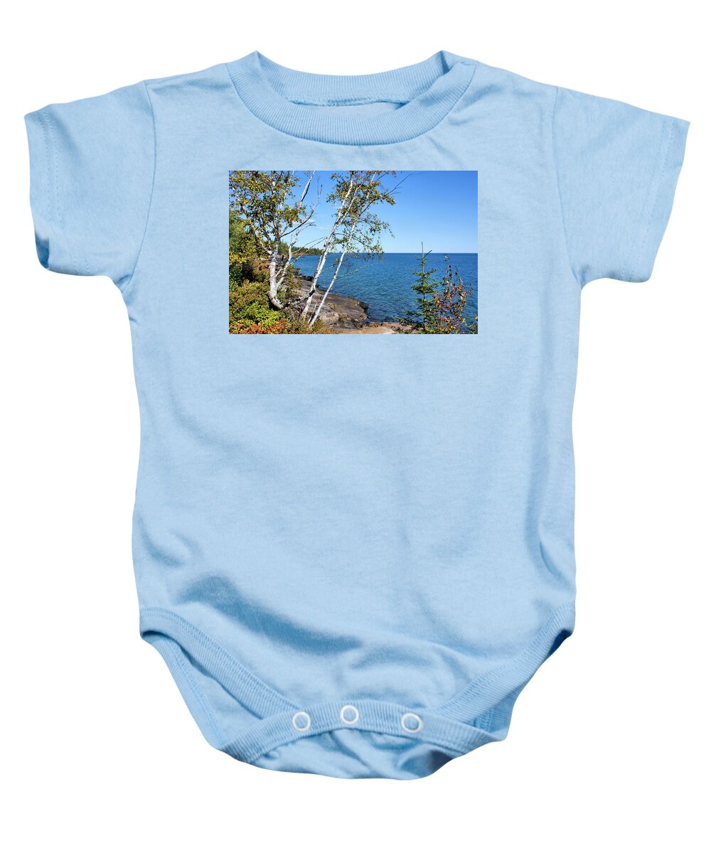 Lake Superior Baby Onesie featuring the photograph By the Shores of Gitche Gumee by Kristin Elmquist