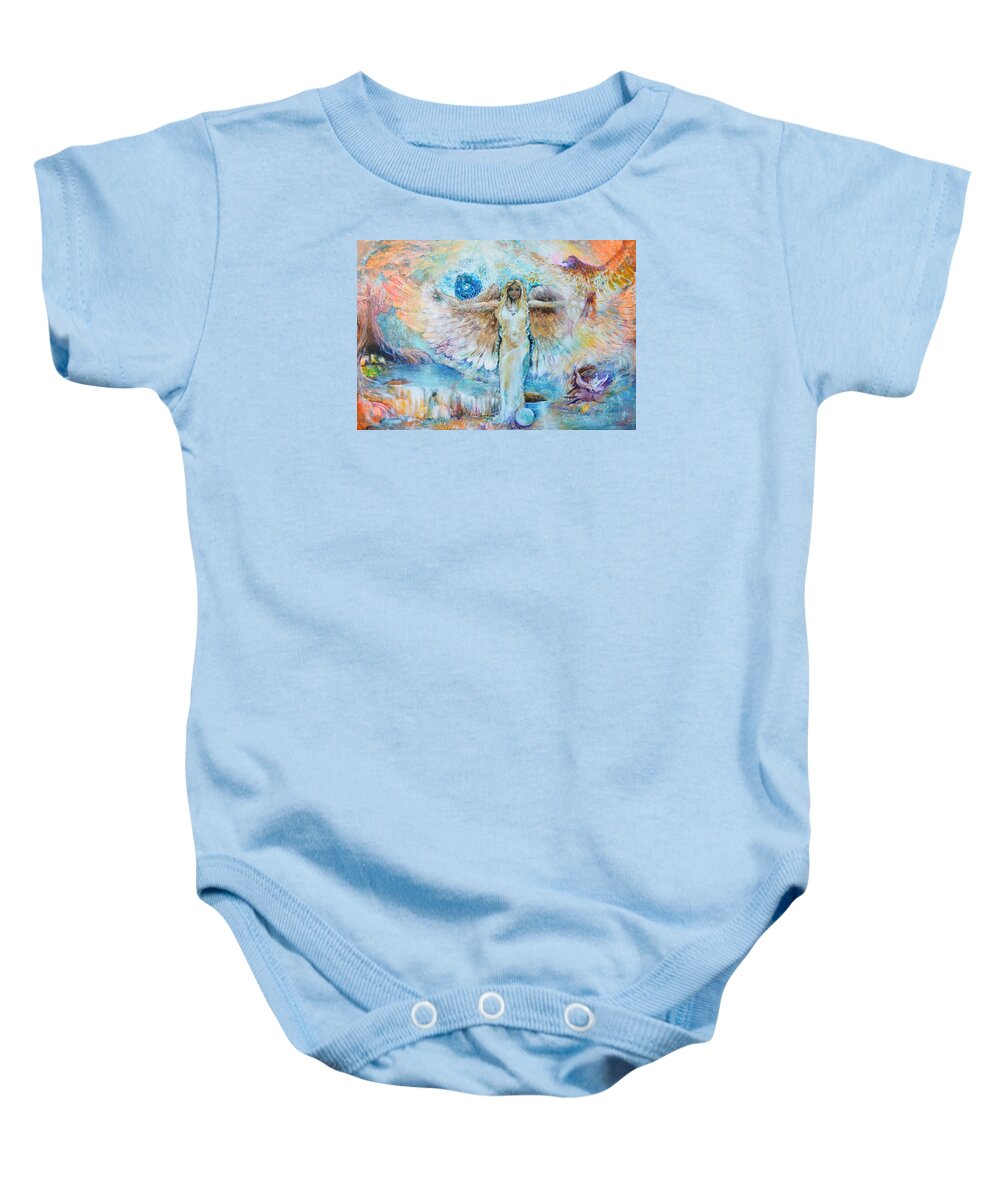 Cadecus Baby Onesie featuring the painting Cadecus by Ashleigh Dyan Bayer