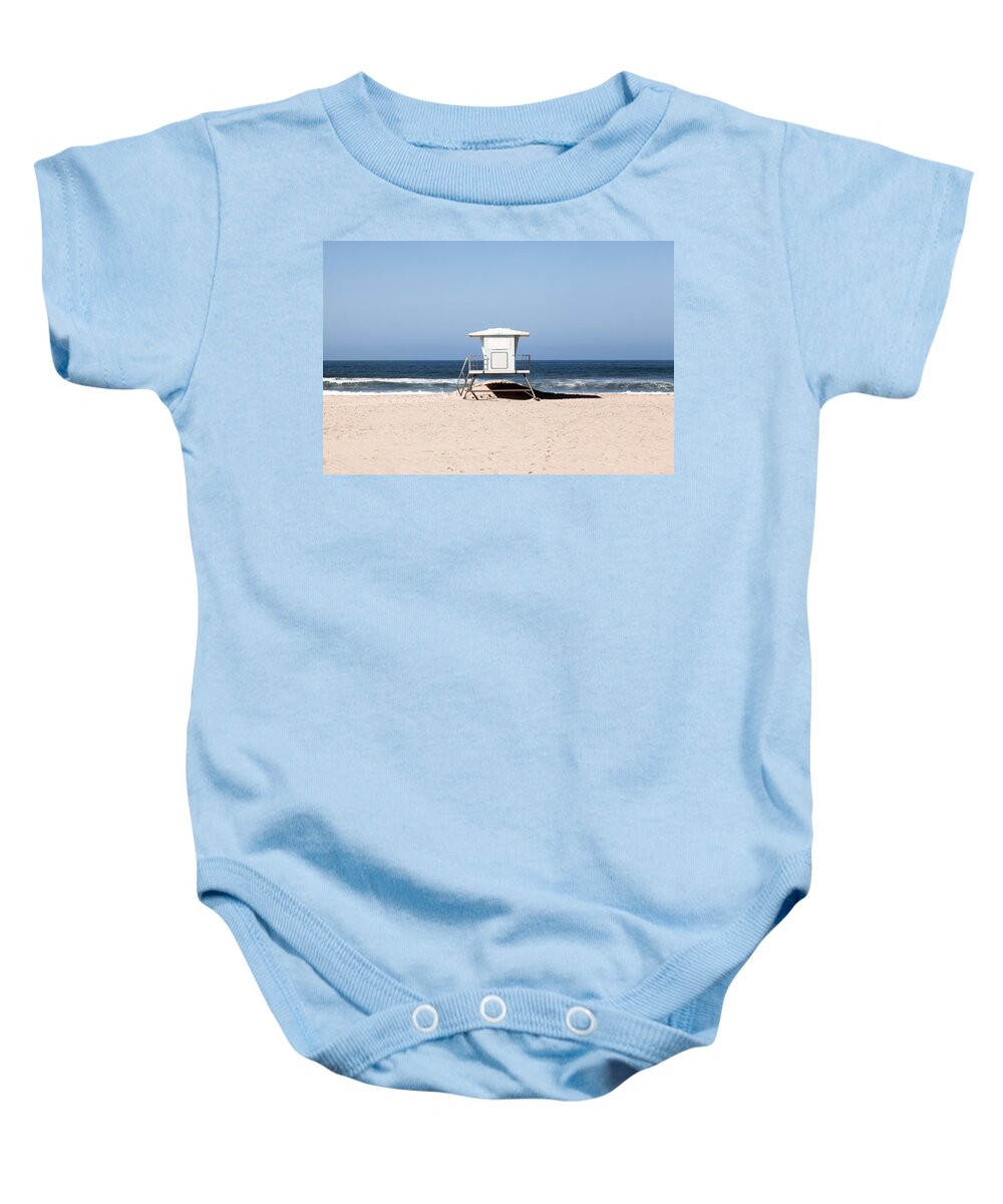 America Baby Onesie featuring the photograph California Lifeguard Tower Photo by Paul Velgos