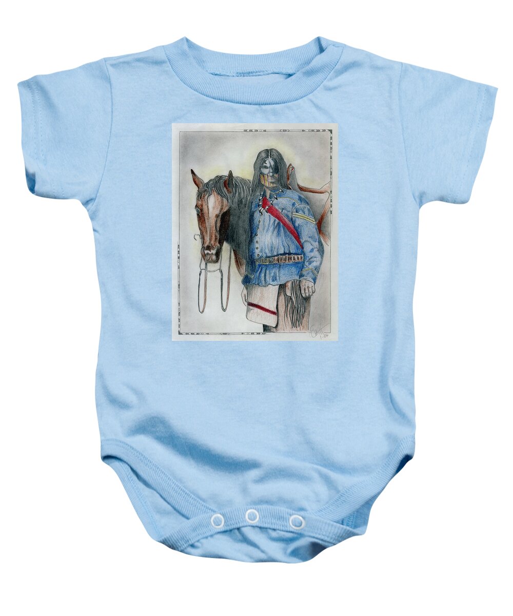 American Baby Onesie featuring the drawing Calvary Scout by Jimmy Smith