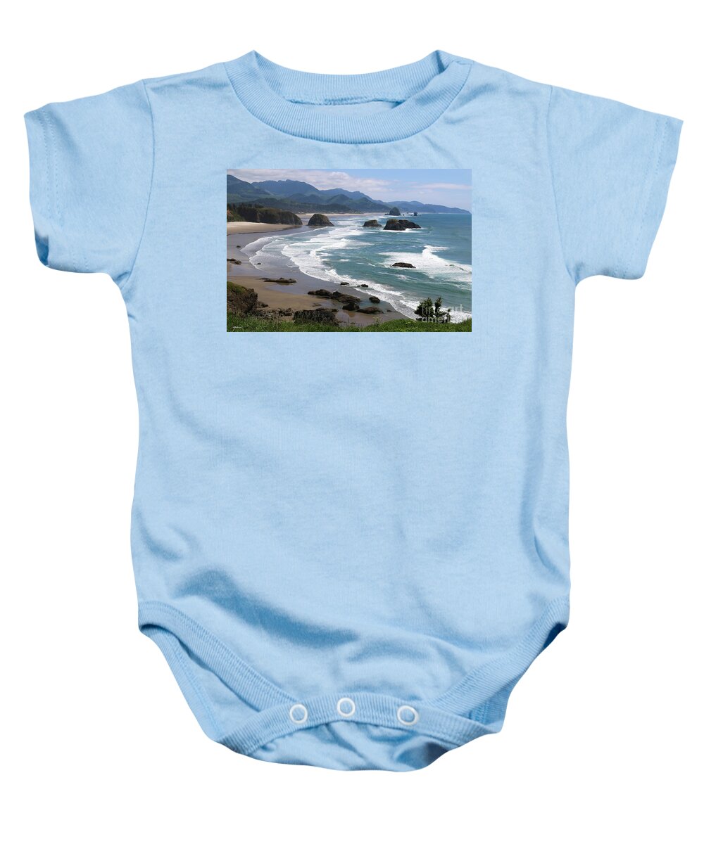 Cannon Beach Baby Onesie featuring the photograph Cannon Beach Oregon by Veronica Batterson