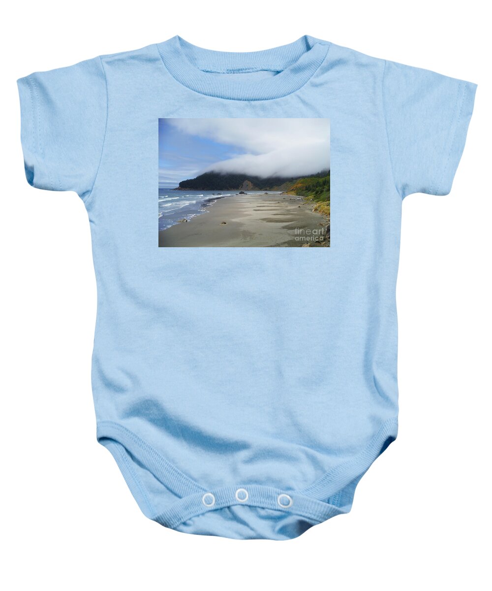 Cape Sebastian Cloud Hugging Baby Onesie featuring the photograph Cape Sebastian Cloud Hugging by Paddy Shaffer