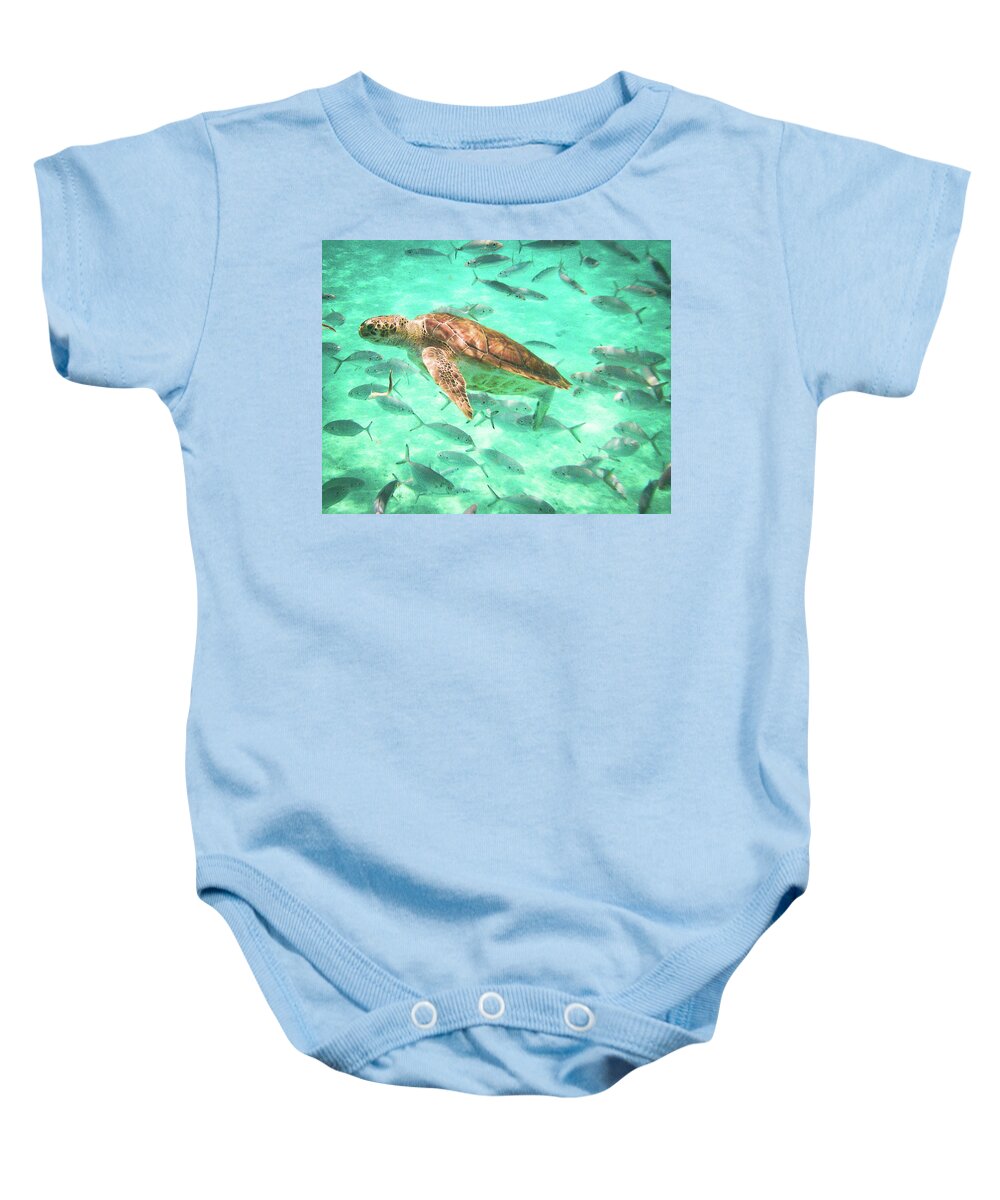 Sea Turtle Baby Onesie featuring the photograph Carlisle Bay by Jeanne Jackson