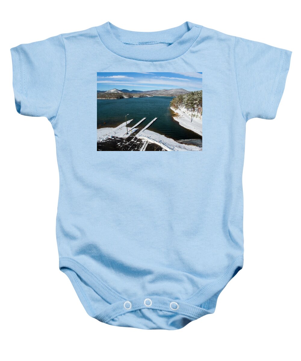 Lake Baby Onesie featuring the photograph Carvin's Cove Docks by Star City SkyCams