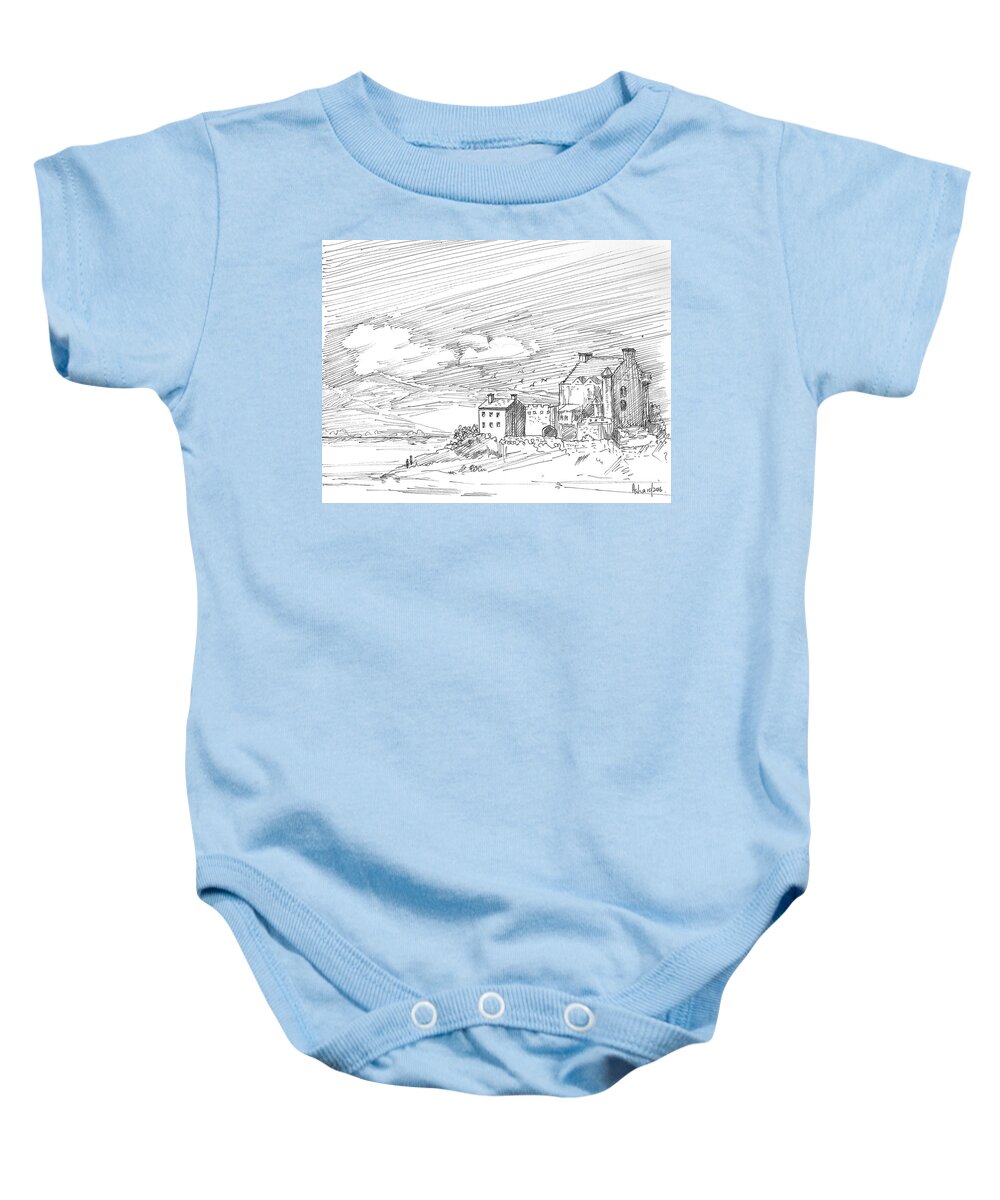 Castle Baby Onesie featuring the drawing Castle2 by Asha Sudhaker Shenoy
