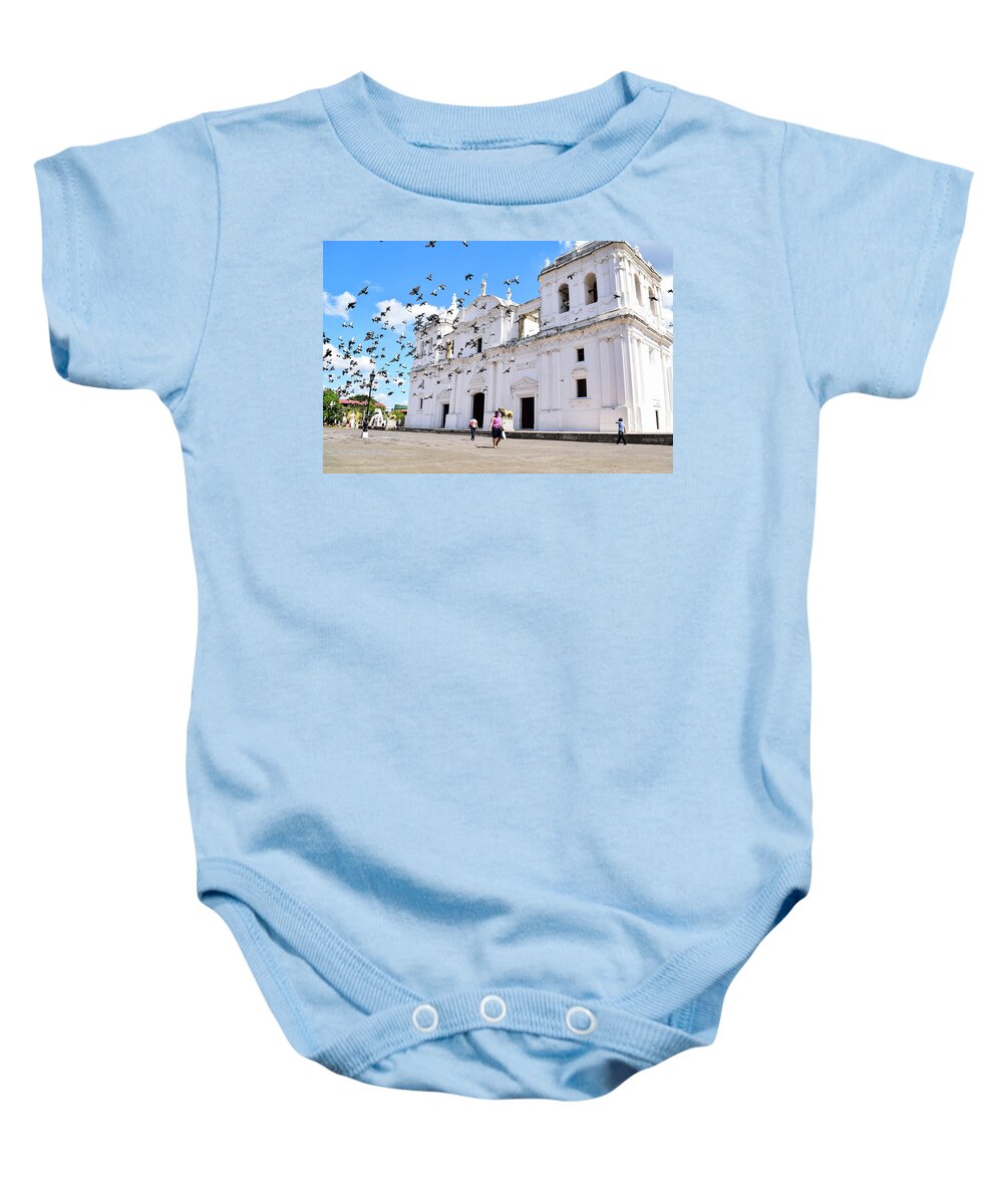 Cathedral Baby Onesie featuring the photograph Cathedral of Leon by Nicole Lloyd