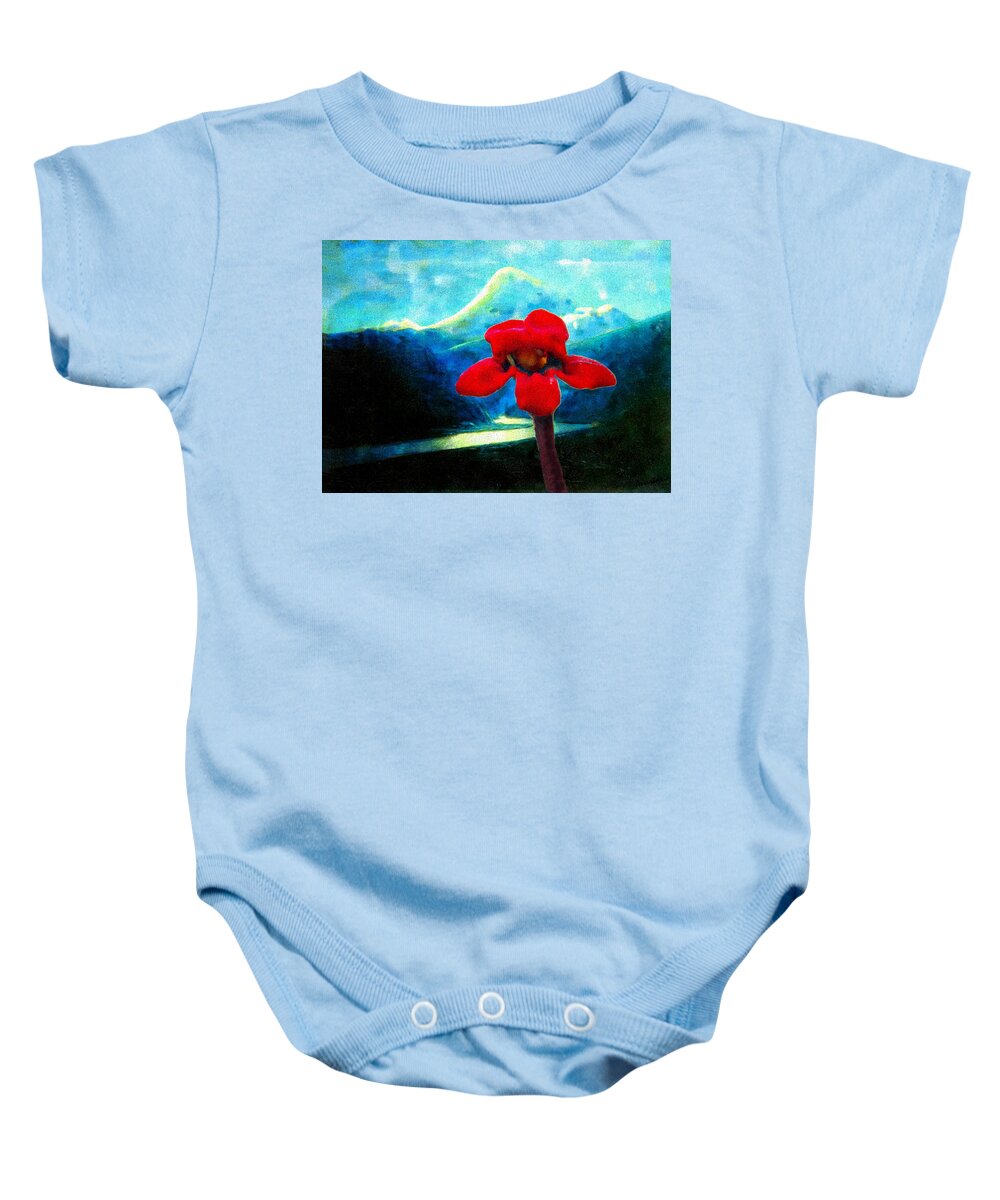 Red Flower Baby Onesie featuring the photograph Caucasus Love Flower I by Anastasia Savage Ealy