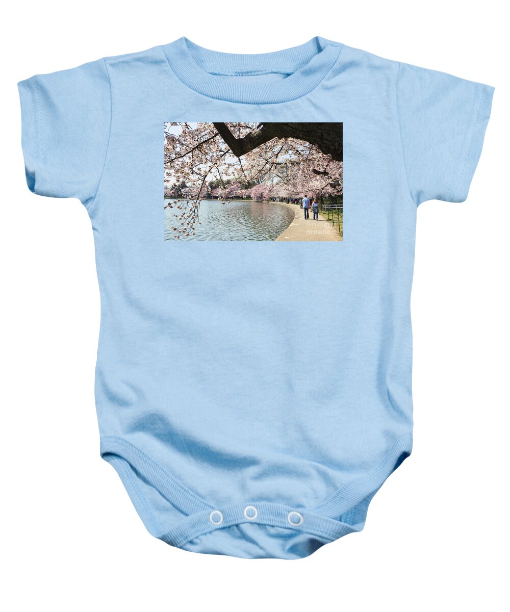Cherry Blossoms Baby Onesie featuring the photograph Cherry Blossom Stroll Around the Tidal Basin by William Kuta