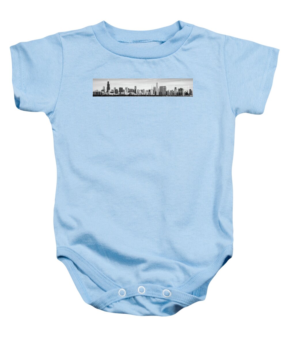 2011 Baby Onesie featuring the photograph Chicago Panorama Skyline High Resolution Black and White Photo by Paul Velgos