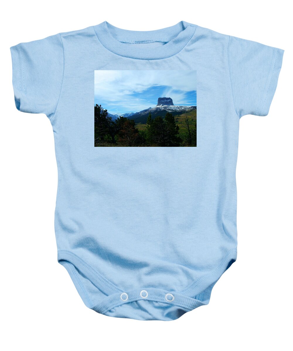 Chief Mountain Baby Onesie featuring the photograph Chief Mountain, Emerging by Tracey Vivar