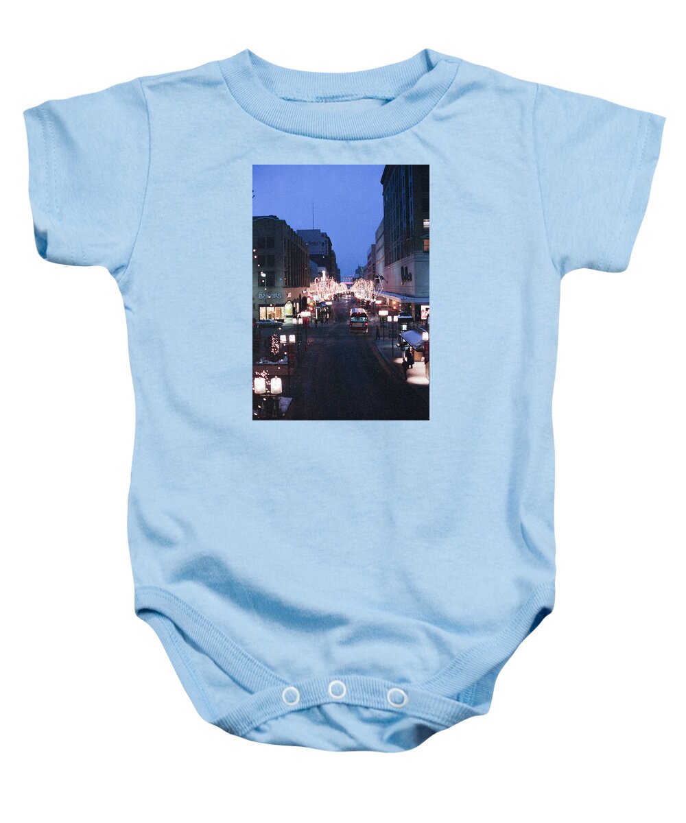 Book Work Baby Onesie featuring the photograph Christmas on the Mall by Mike Evangelist