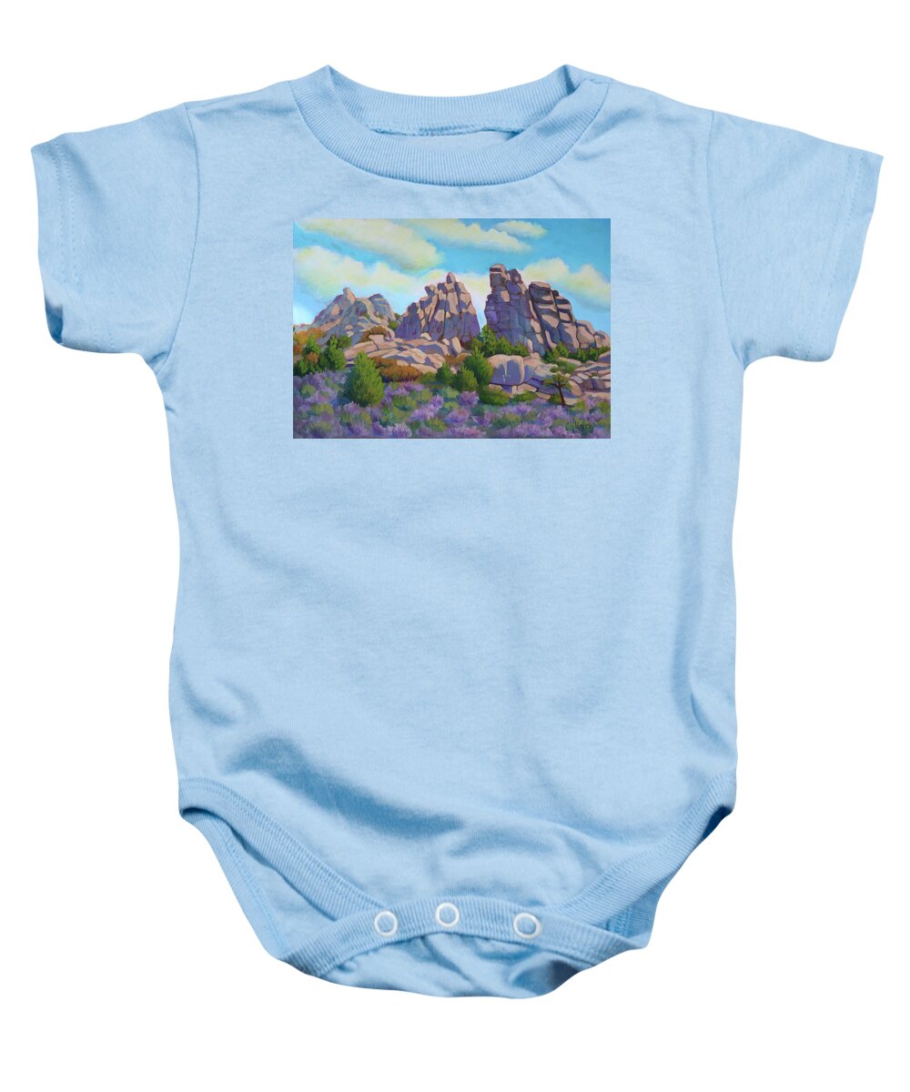Idaho Baby Onesie featuring the painting City of Rocks by Kevin Hughes