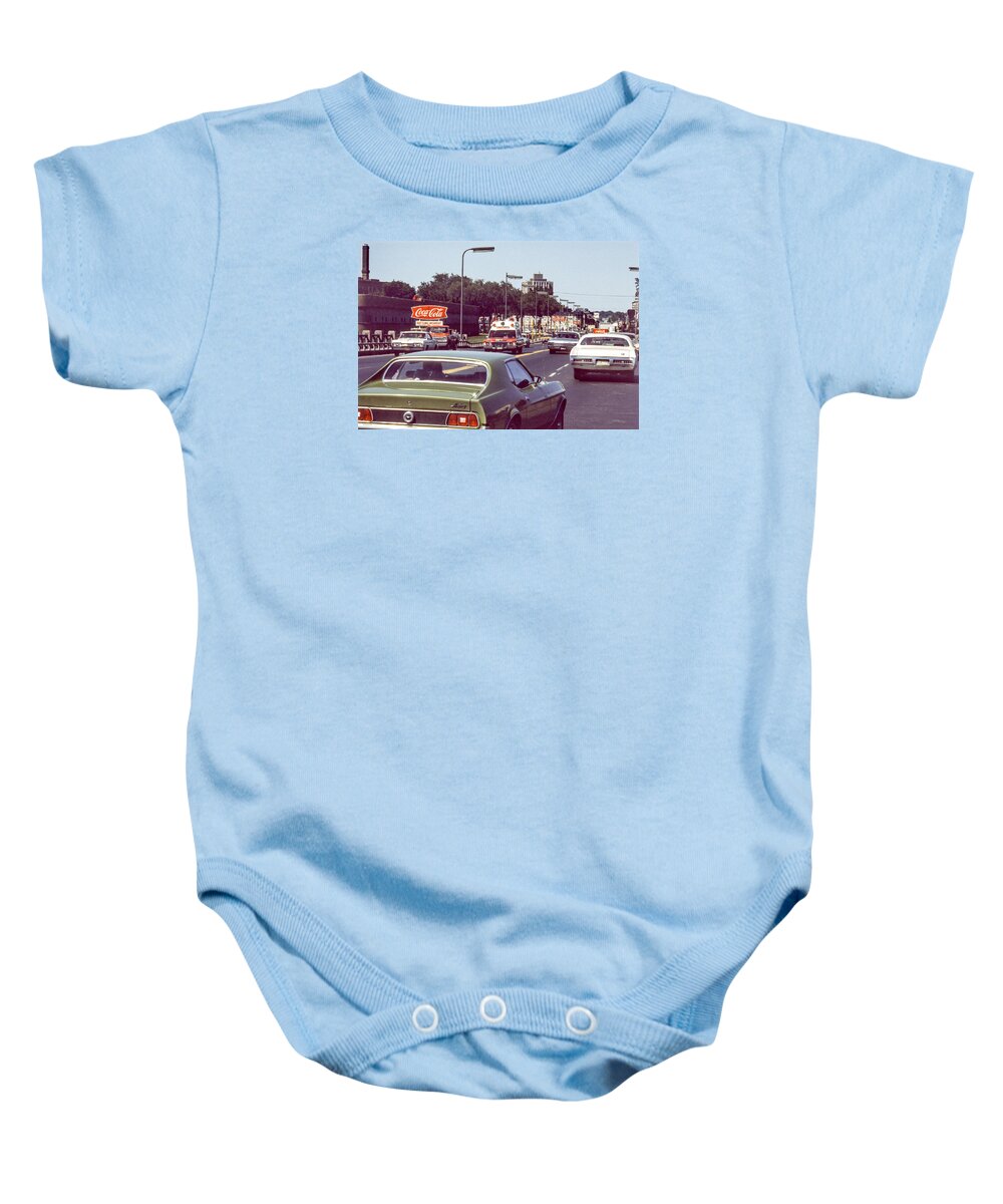 Actions Baby Onesie featuring the photograph Coca Cola plant on Central Ave by Mike Evangelist