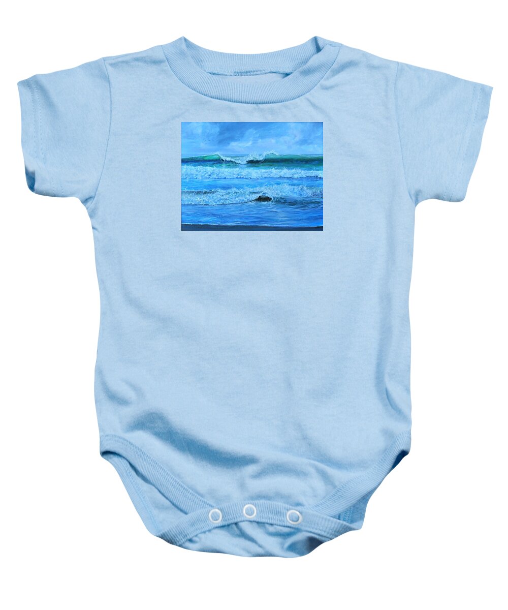 Florida Baby Onesie featuring the painting Cocoa Beach Surf by AnnaJo Vahle