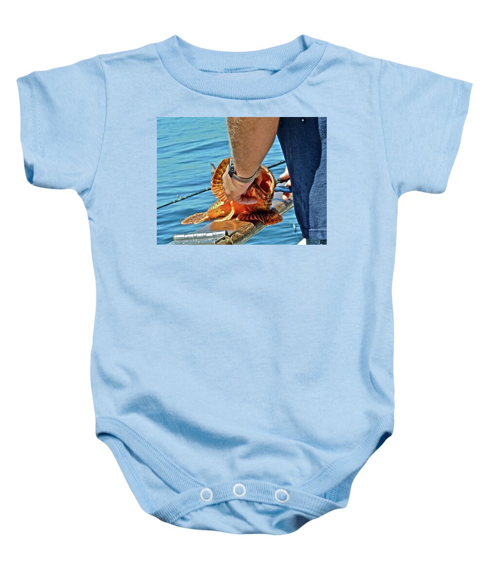 Fish Baby Onesie featuring the photograph Colorful Catch by Diana Hatcher