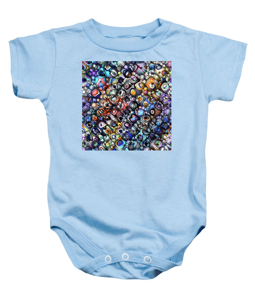 Chaos Baby Onesie featuring the digital art Colorful Chaotic Contours by Phil Perkins