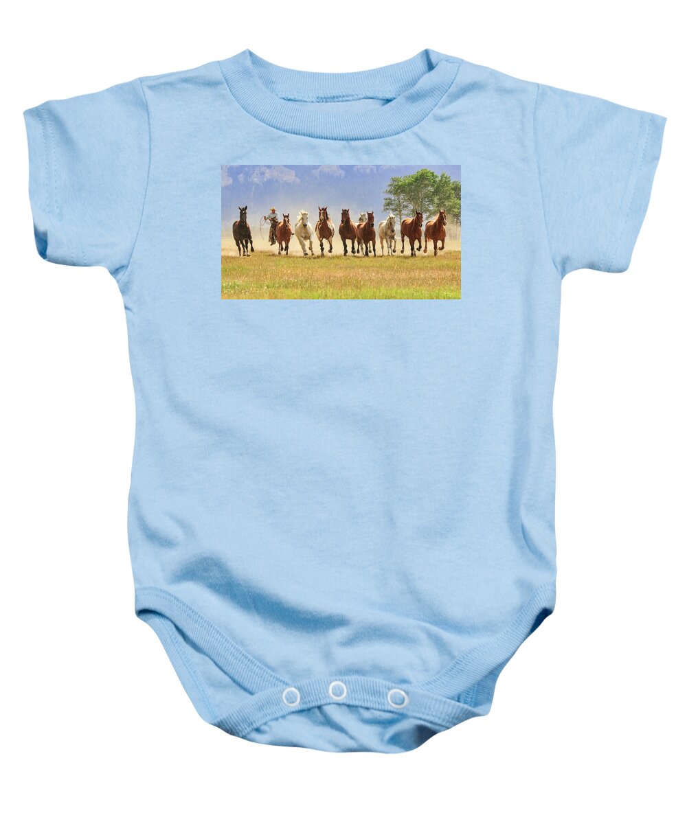 Horses Baby Onesie featuring the photograph Coming At You by Jack Bell