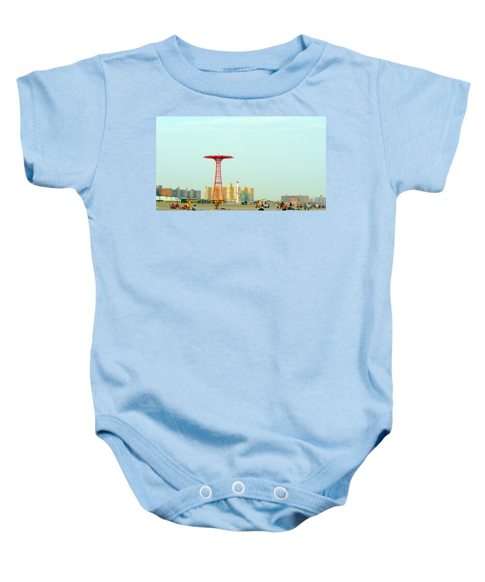 Coney Island Baby Onesie featuring the photograph Coney Island Amusement Park by Kendall Eutemey