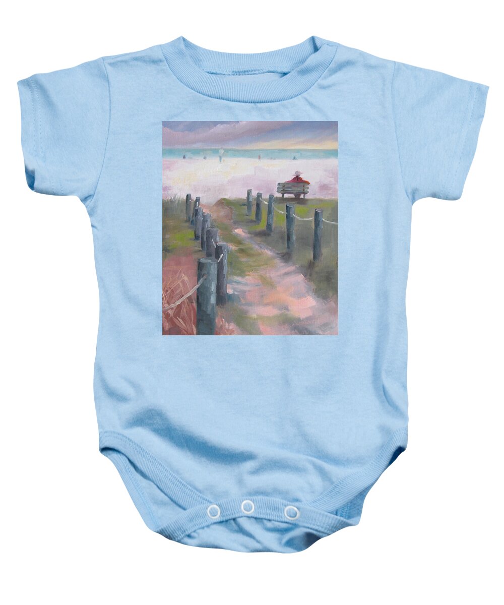 Siesta Key Baby Onesie featuring the painting Contemplation by Susan Richardson